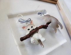 3D Cat Ear Earrings with 925 Silver Lucky Cat Design