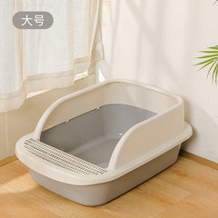 Large Cat Litter Box with Half Enclosure and Splash Guard