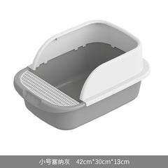 Large Cat Litter Box with Half Enclosure and Splash Guard