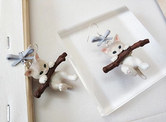 3D Cat Ear Earrings with 925 Silver Lucky Cat Design