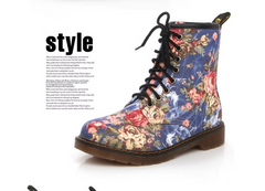 Floral Flat Martin Boots and Ankle Boots
