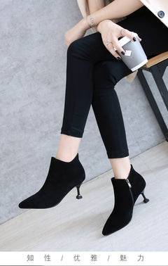 Pointed Toe Suede Ankle Boots - Martin Boots