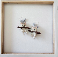 3D Cat Ear Earrings with 925 Silver Lucky Cat Design