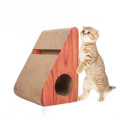 Triangle Cat Scratching Board with Corrugated Paper Toy