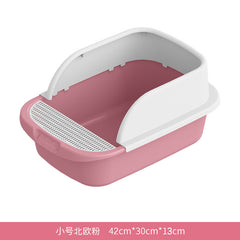 Large Cat Litter Box with Half Enclosure and Splash Guard