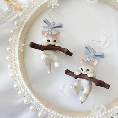 3D Cat Ear Earrings with 925 Silver Lucky Cat Design