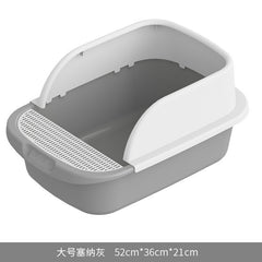 Large Cat Litter Box with Half Enclosure and Splash Guard