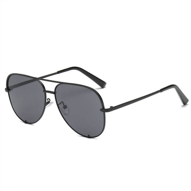Retro Large Frame Sunglasses with Dual Beam Design