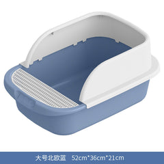 Large Cat Litter Box with Half Enclosure and Splash Guard