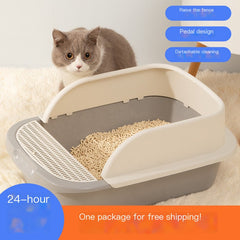 Large Cat Litter Box with Half Enclosure and Splash Guard